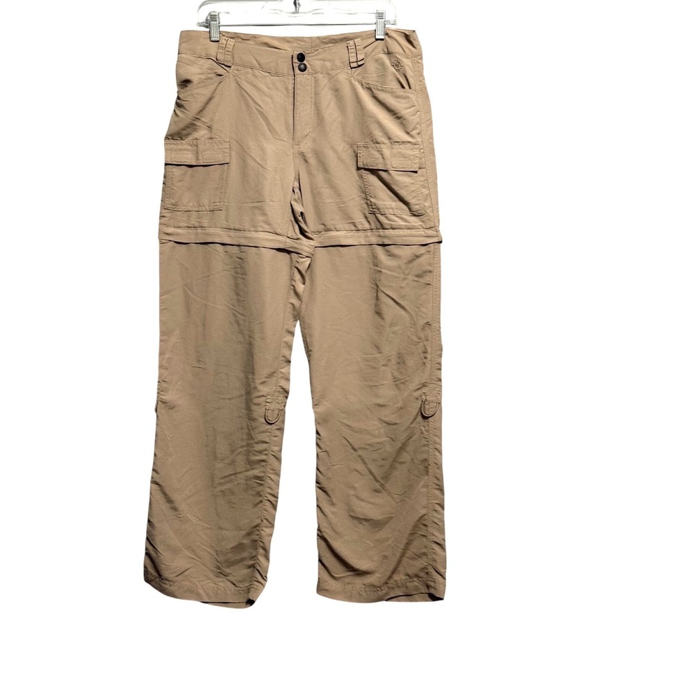 Magellan Sportswear Womens 10 Khaki Nylon Convertible Zip Off Hiking Cargo Pants